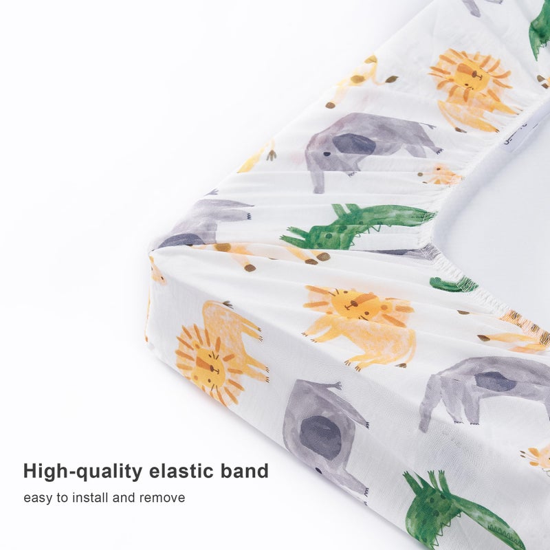 TILLYOU Baby Changing Pad Cover, Changing Table Cover for Girls Boys, Ultra Soft Breathable, 2 Pack African Steppe & Grey - Image 5