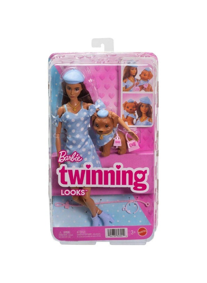 Barbie Twinning Looks Brunette Doll with Puppy and Accessories (29.5 cm) - Image 1