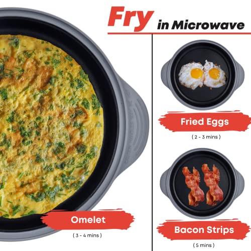MACONEE Microwave Frying Pan Skillet, Grill & Crisper Pan with Lid Allows You to Fry, Sizzle, and Brown Foods in the Microwave, Micro Cookware for Grilling, Reheating, and Cooking a Variety of Dishes - Image 2