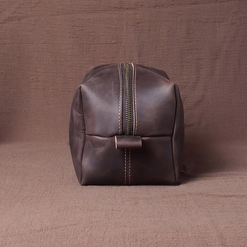 New Crazy Horse Leather Hand Wash Bag Genuine Leather Men'S Hand Bag Large Capacity Cowhide Makeup Storage Bag Trendy - Image 3