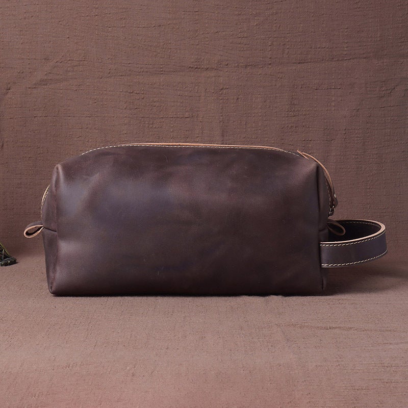 New Crazy Horse Leather Hand Wash Bag Genuine Leather Men'S Hand Bag Large Capacity Cowhide Makeup Storage Bag Trendy - Image 4