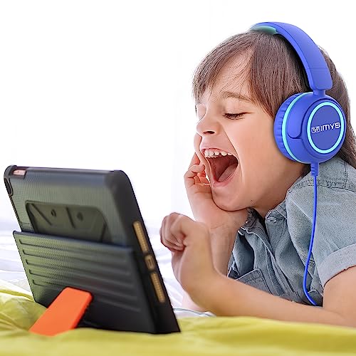 IMYB Kids Headphones, V1 Wired Stereo Foldable Tangle-Free 3.5mm Adjustable On-Ear Headphones for Kids for School/Toddlers/Childrens/Teens/Boys/Girls/Ipad/Tablet/Kindle/Phones/Travel/Plane (Blue) - Image 2