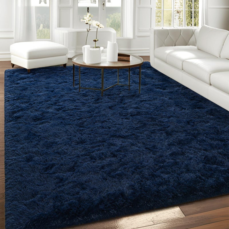 FALARK Super Soft Area Rugs for Bedroom Living Room  4x6 ft Navy Blue Fluffy Rug Carpets for Girls Kids Room  Shaggy Fuzzy Indoor Modern Plush Rugs for Nursery Dorm Home Decor  Navy Blue - Image 2