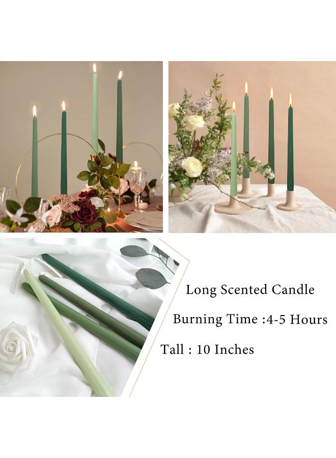 يُسلِّم 4 شموع مخروطية، 10 بوصات، بدون رائحة أو دخان، مناسبة للمنزل، وحفلات الزفاف، وأعياد الميلاد، وديكور المنزل باللون الأخضر - Image 3