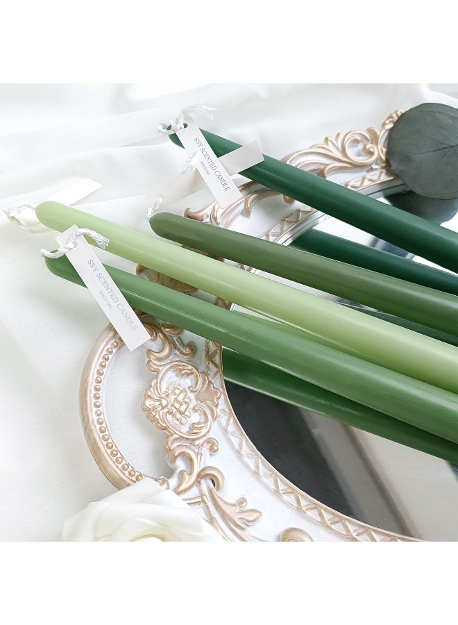 يُسلِّم 4 شموع مخروطية، 10 بوصات، بدون رائحة أو دخان، مناسبة للمنزل، وحفلات الزفاف، وأعياد الميلاد، وديكور المنزل باللون الأخضر - Image 5