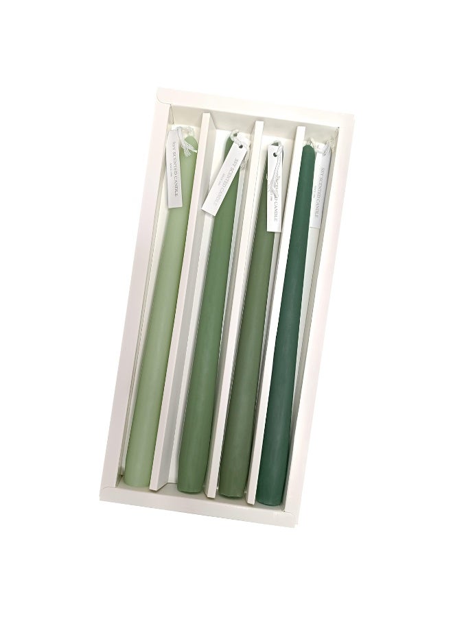 يُسلِّم 4 شموع مخروطية، 10 بوصات، بدون رائحة أو دخان، مناسبة للمنزل، وحفلات الزفاف، وأعياد الميلاد، وديكور المنزل باللون الأخضر - Image 1