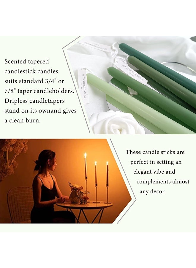 يُسلِّم 4 شموع مخروطية، 10 بوصات، بدون رائحة أو دخان، مناسبة للمنزل، وحفلات الزفاف، وأعياد الميلاد، وديكور المنزل باللون الأخضر - Image 2