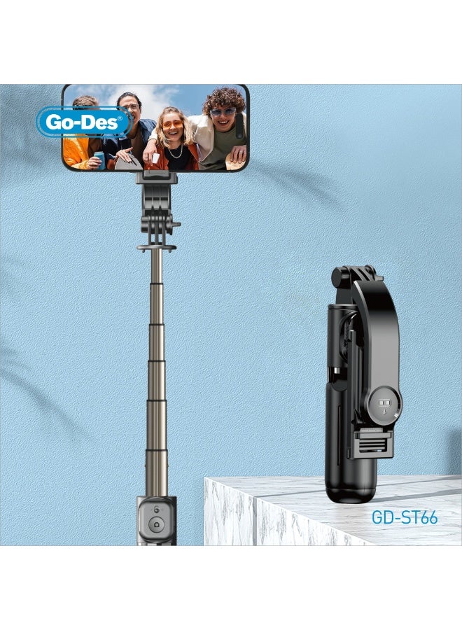 جو-ديز حامل ثلاثي القوائم 2 في 1 لعصا سيلفي بتقنية البلوتوث مع تحكم لاسلكي وقاعدة تثبيت باردة ودوران 360 درجة - Image 2