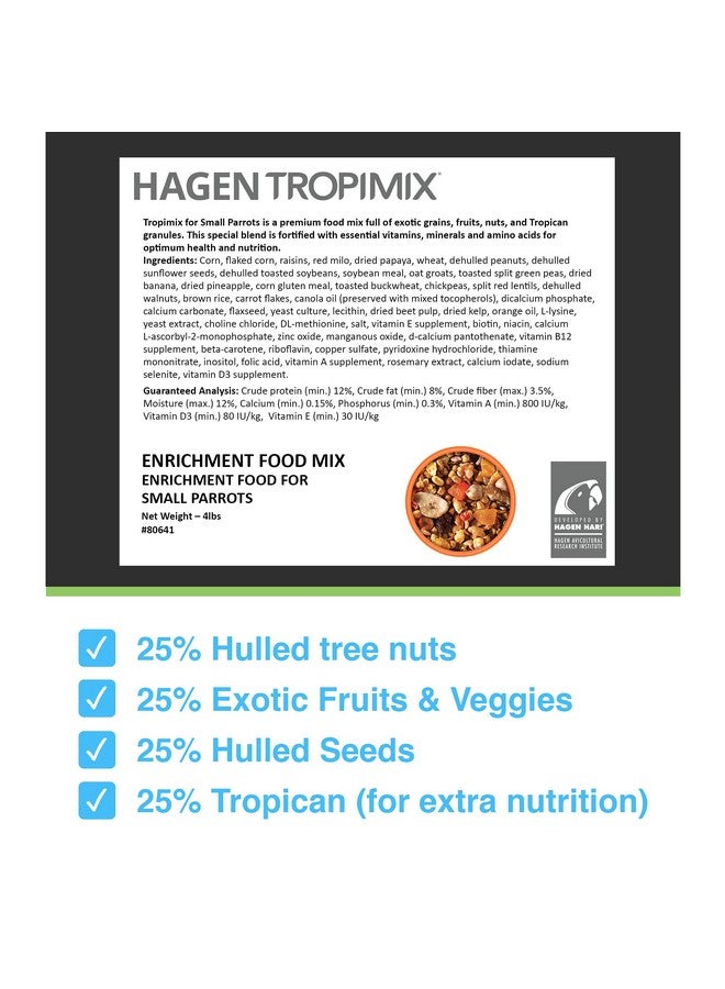 Hari Hagen Tropimix Enrichment Food For Small Parrots, 4 Lb. (1.8 Kg)  Hari Small Parrot Food With Seeds, Fruit, Nuts, Vegetables, Grains, And Legumes - Image 2