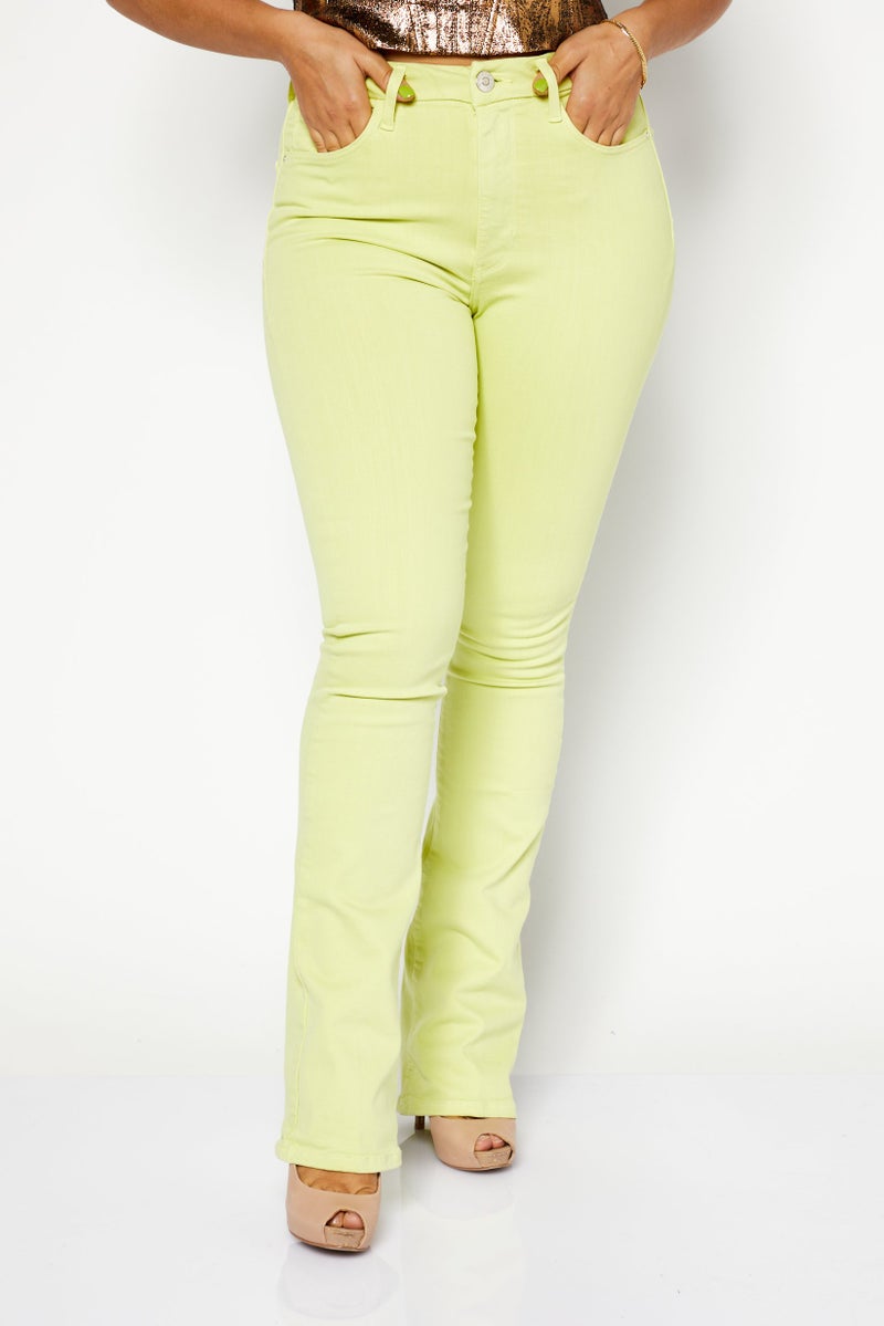 RIVER ISLAND Women Regular Fit Solid Stretchable Long Denim Jeans, Green - Image 1