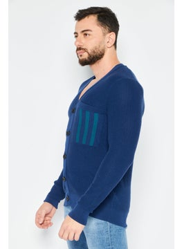 Men V Neck Long Sleeve Textured Cardigan, Blue - pzsku/ZD415E9CE5B6649F0E76EZ/45/_/1738764341/06e4690b-a8e4-4091-8613-7858b4da8036