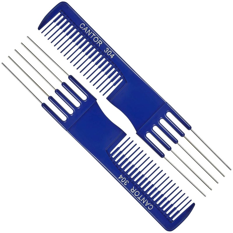 Lift Teasing Comb and Hair Pick  2 Pack Stainless Still Lifts  Chemical and Heat Resistant Detangler Comb  Anti Static Comb For All Hair Types  By Cantor