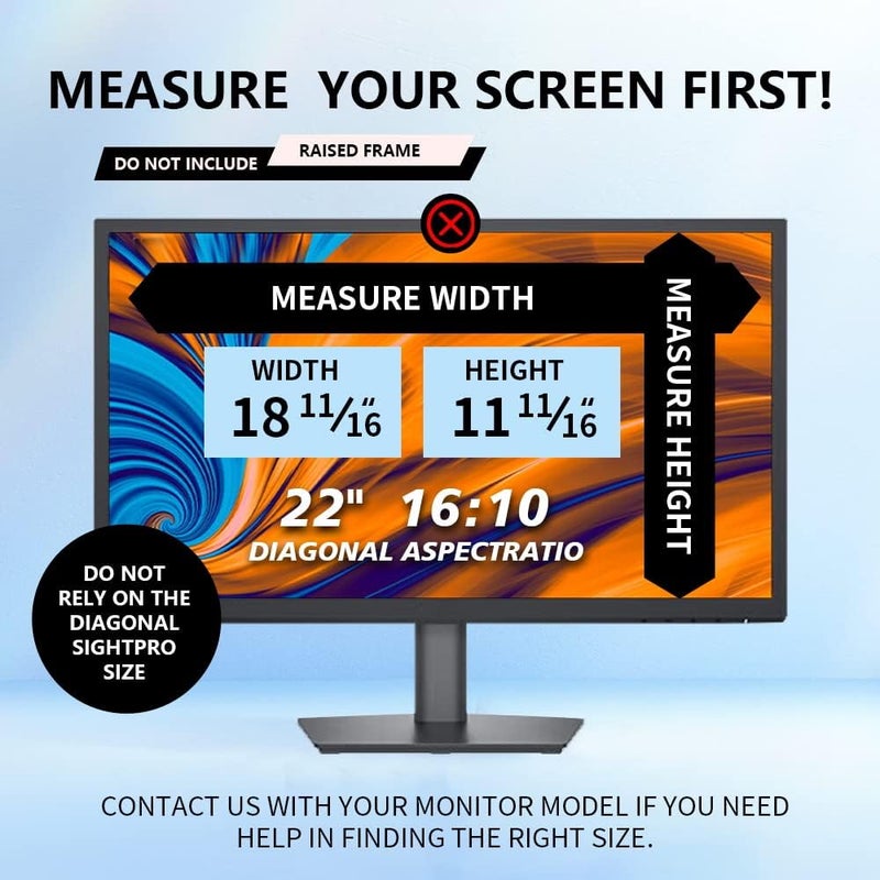 Halloive Computer privacy screen 22 inch, Removable 16:10 Aspect Ratio Widescreen Laptop Monitor,Eye Protection Anti Glare Blue Light Slide Mount Tabs Cover Screen Protector for privacy screen filter 22 inch - Image 2