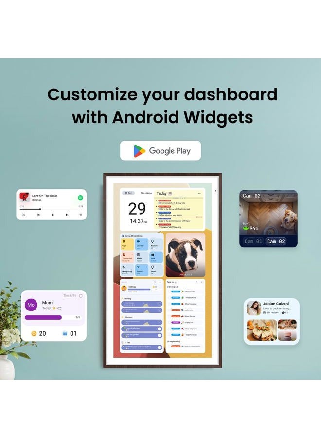 ApoloSign 27" 4K Digital Calendar: Dual Mode Calendar with Google Play & Multi-calendar Sync, Electronic Planner & Chore Chart, Smart Touchscreen, Interactive Display for Family Schedules (Dark Oak - Image 2