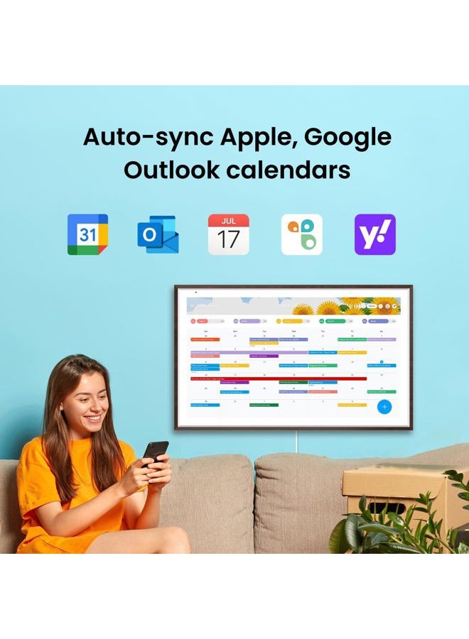 ApoloSign 27" 4K Digital Calendar: Dual Mode Calendar with Google Play & Multi-calendar Sync, Electronic Planner & Chore Chart, Smart Touchscreen, Interactive Display for Family Schedules (Dark Oak - Image 3