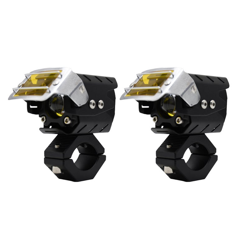 Motorcycle LED Driving Fog Lights: Black 6pcs 15W Lamp Beads - High Brightness 6000K/3000K Dual Color Spotlight with 4 Lighting Modes for Motorcycle, Truck, SUV, Off-Road & Outdoor Use - Image 2