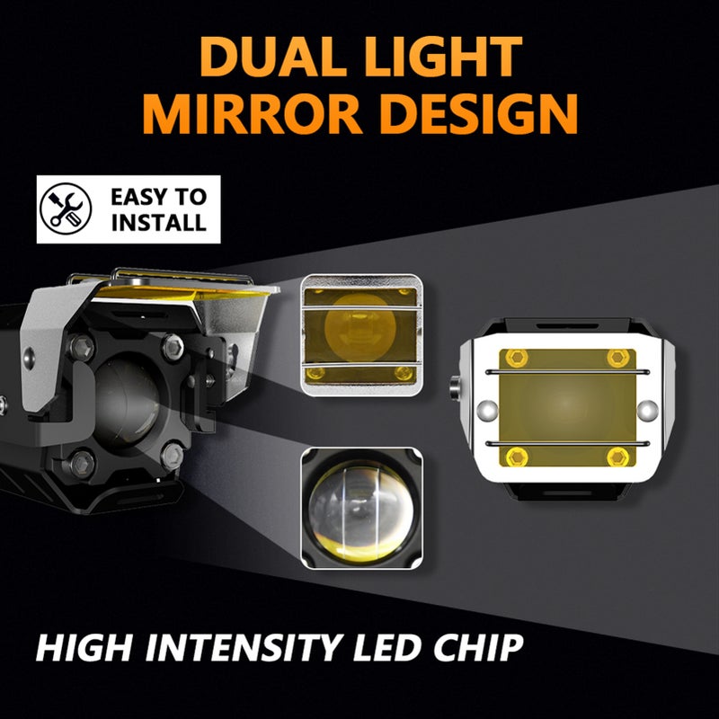 Motorcycle LED Driving Fog Lights: Black 6pcs 15W Lamp Beads - High Brightness 6000K/3000K Dual Color Spotlight with 4 Lighting Modes for Motorcycle, Truck, SUV, Off-Road & Outdoor Use - Image 3