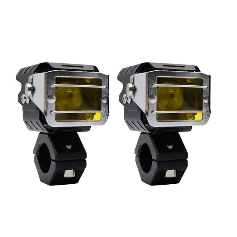 Motorcycle LED Driving Fog Lights: Black 6pcs 15W Lamp Beads - High Brightness 6000K/3000K Dual Color Spotlight with 4 Lighting Modes for Motorcycle, Truck, SUV, Off-Road & Outdoor Use - Image 1