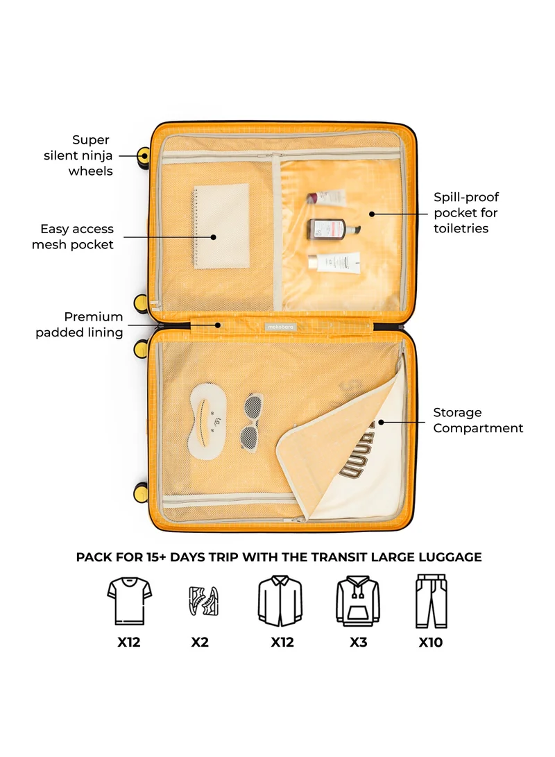 Mokobara The Transit Check-In Large Luggage - Polycarbonate Material | Crypto Sunray 2.0, Black