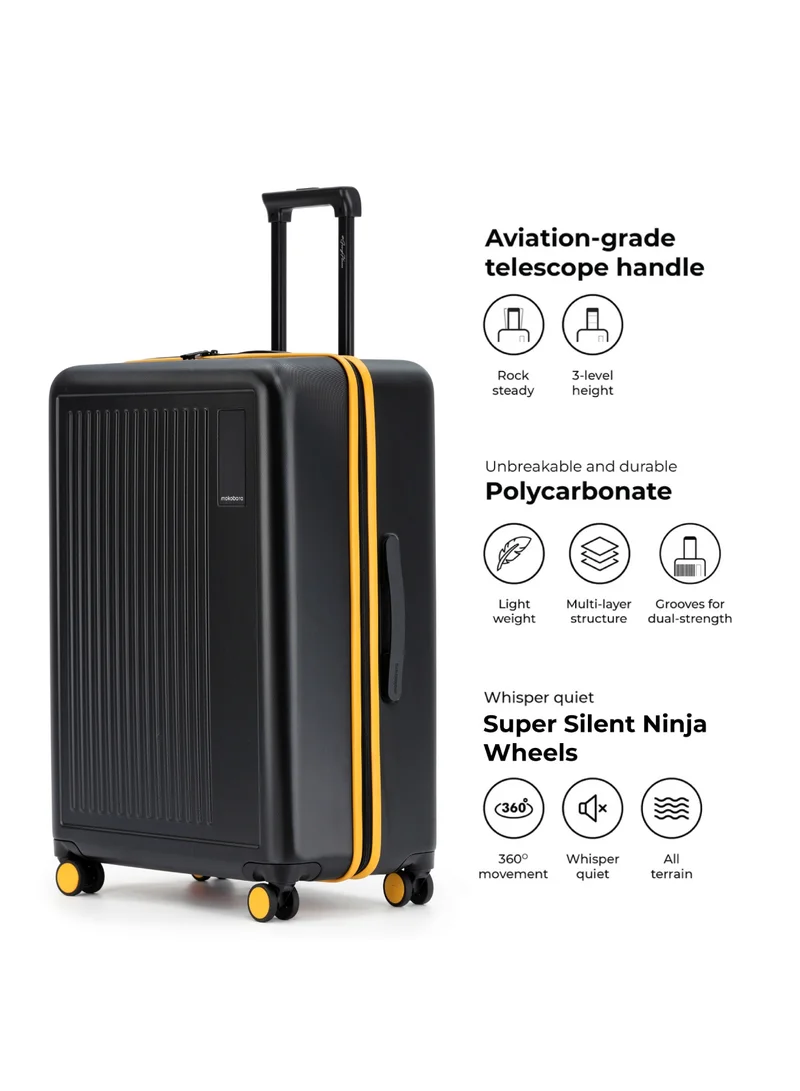 Mokobara The Transit Check-In Large Luggage - Polycarbonate Material | Crypto Sunray 2.0, Black