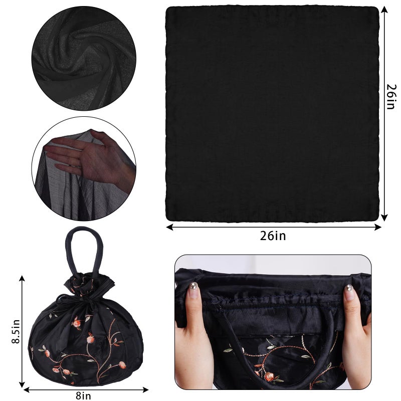 mifengda 7pcs Old Lady Costume Accessories 100th Day of School Dress Up Accessories Set Old Lady Granny Costume for Women with Glasses Bag Headscarf Sunglasses Chain Accessories for Cosplay Halloween (Black) - Image 3
