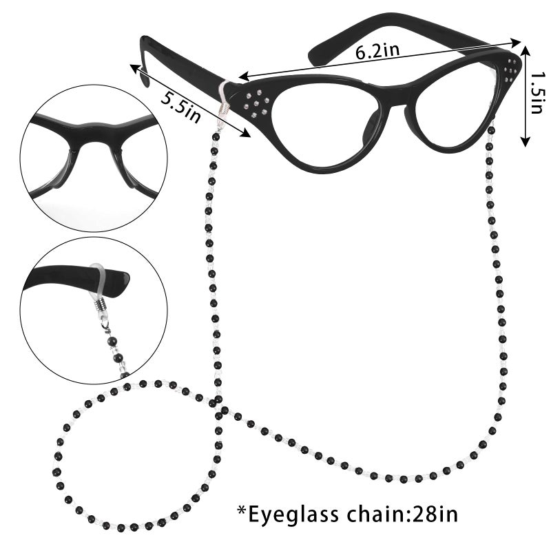mifengda 7pcs Old Lady Costume Accessories 100th Day of School Dress Up Accessories Set Old Lady Granny Costume for Women with Glasses Bag Headscarf Sunglasses Chain Accessories for Cosplay Halloween (Black) - Image 2