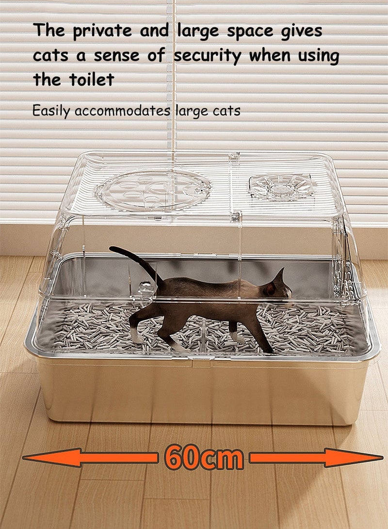 MaBaby Extra Large Cat Litter Box with Lid Metal Cat Litter Box with Litter Scoop High Sides - Image 4