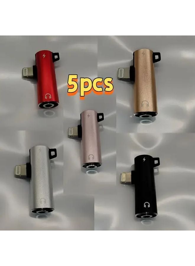 5pcs 3.5mm Audio and Type C to Lightning Adapter Dual Function Headphone Charging Converter - Image 1