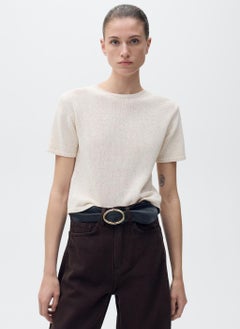 MANGO Short-Sleeved Knitted Cotton Sweater  - Image 1