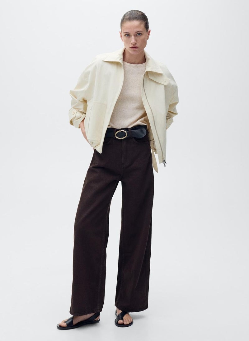 MANGO - Short-Sleeved Knitted Cotton Sweater - Image 1