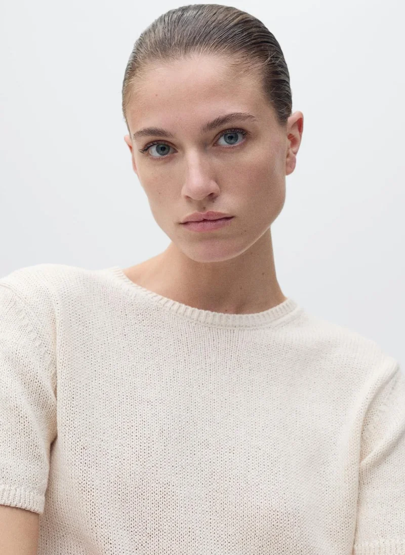 MANGO Short-Sleeved Knitted Cotton Sweater
