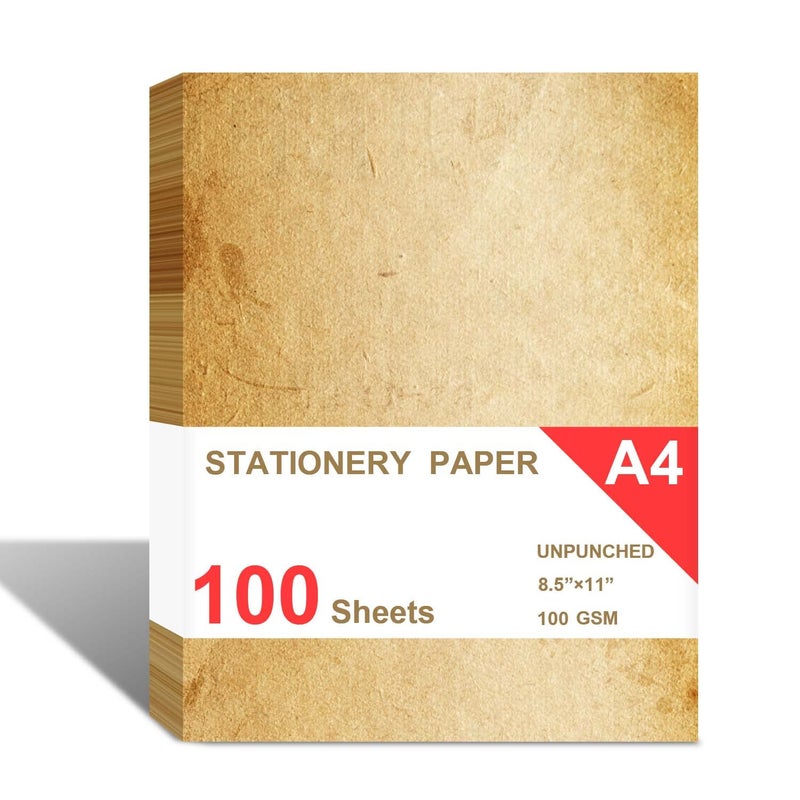 Tiankool Loose Leaf Paper  Stationery Writing Paper  Vintage Antique Letterhead Paper 8.5"" X 11"" 100 Sheets  A4 Unpunched Refills Paper For Ring Binder/Discbound  Decorative Printer Paper - Image 2