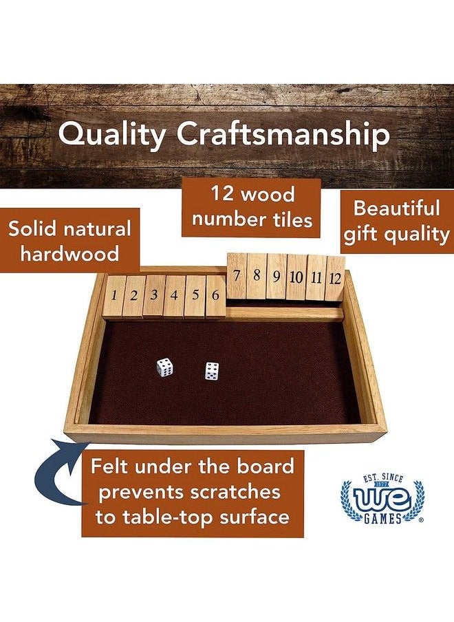 WE Games Shut The Box Game Wooden 12 Number Flip Tiles With Solid Natural Wooden Game Board Large 13.5 Inches Board Games For Family Game Night Family Games Dice Table Games Bar Games  - Image 4