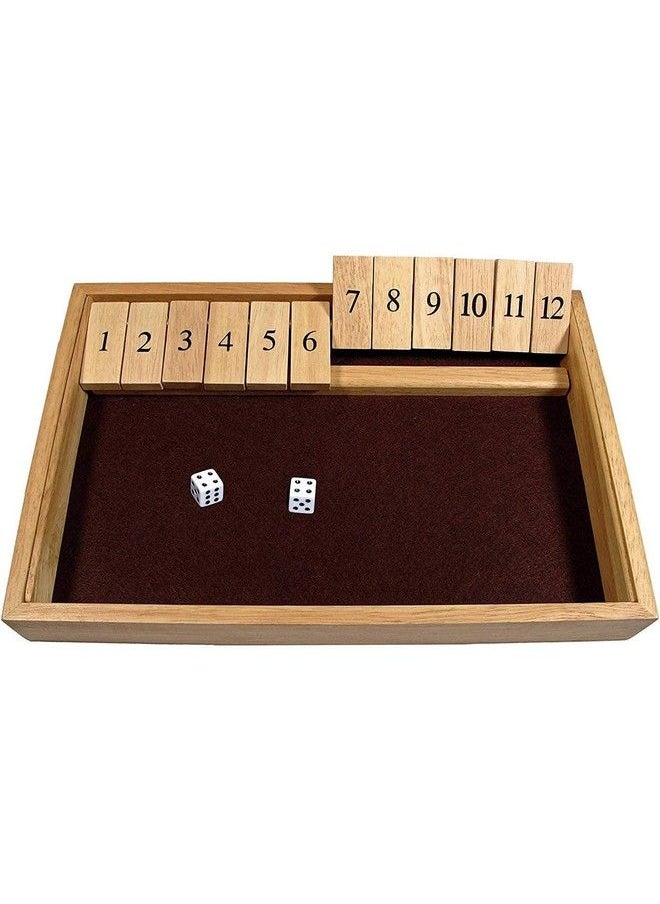 WE Games Shut The Box Game Wooden 12 Number Flip Tiles With Solid Natural Wooden Game Board Large 13.5 Inches Board Games For Family Game Night Family Games Dice Table Games Bar Games  - Image 2
