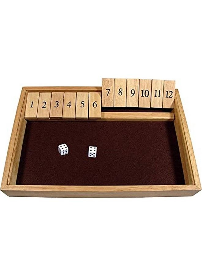 WE Games Shut The Box Game Wooden 12 Number Flip Tiles With Solid Natural Wooden Game Board Large 13.5 Inches Board Games For Family Game Night Family Games Dice Table Games Bar Games  - Image 1