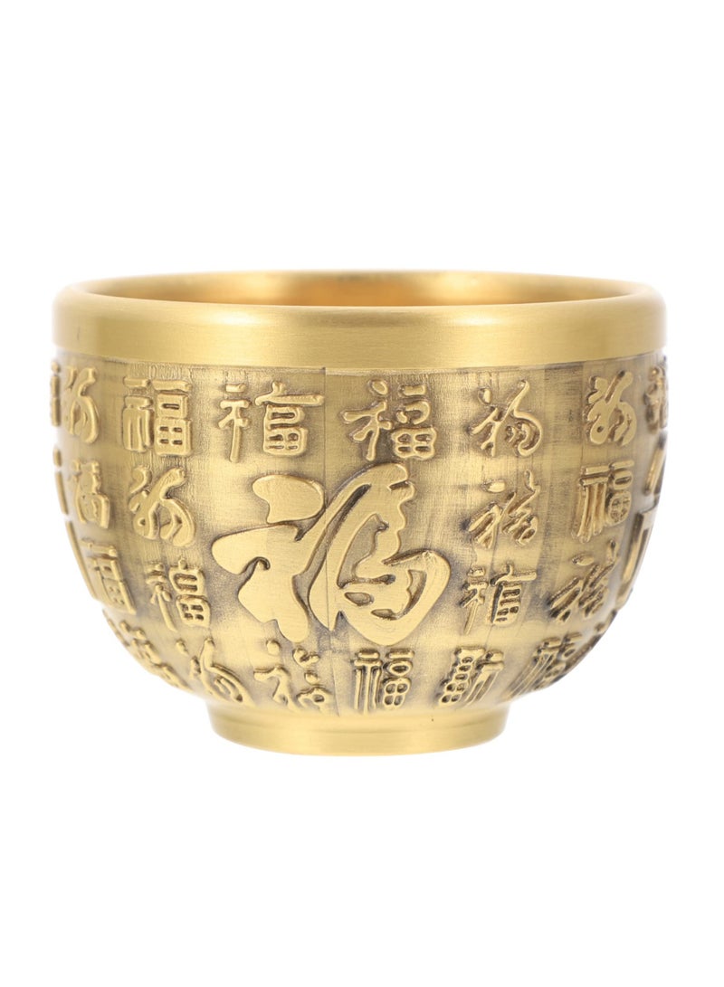 SOLARAE Home Decor Brass Chalice Cup Bowl Golden Treasure Basin Copper Tibetan Buddhist Water Offering Bowl Holy Water Dish Gold Ashtray Decor 2023 Wealth Statue Office Decor - Image 1