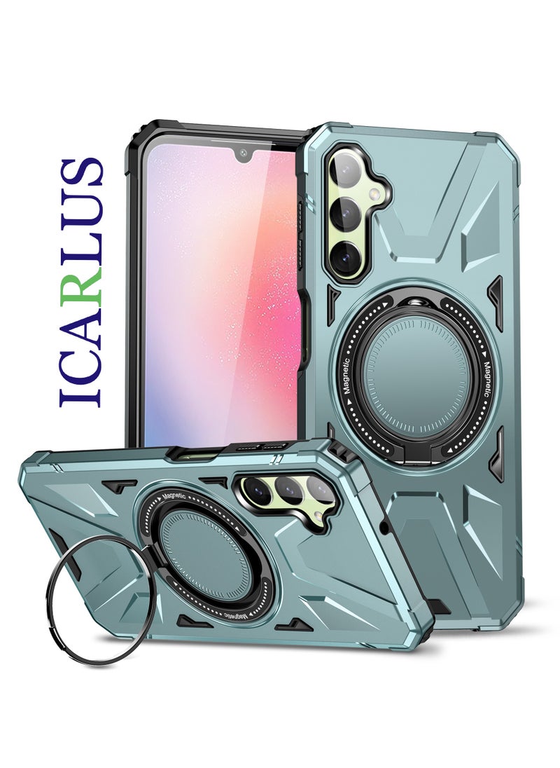 ICARLUS For Samsung Galaxy A55 5G Anti-fall TPU+PC Phone Cover with Metal Bracket Blue  - Image 1