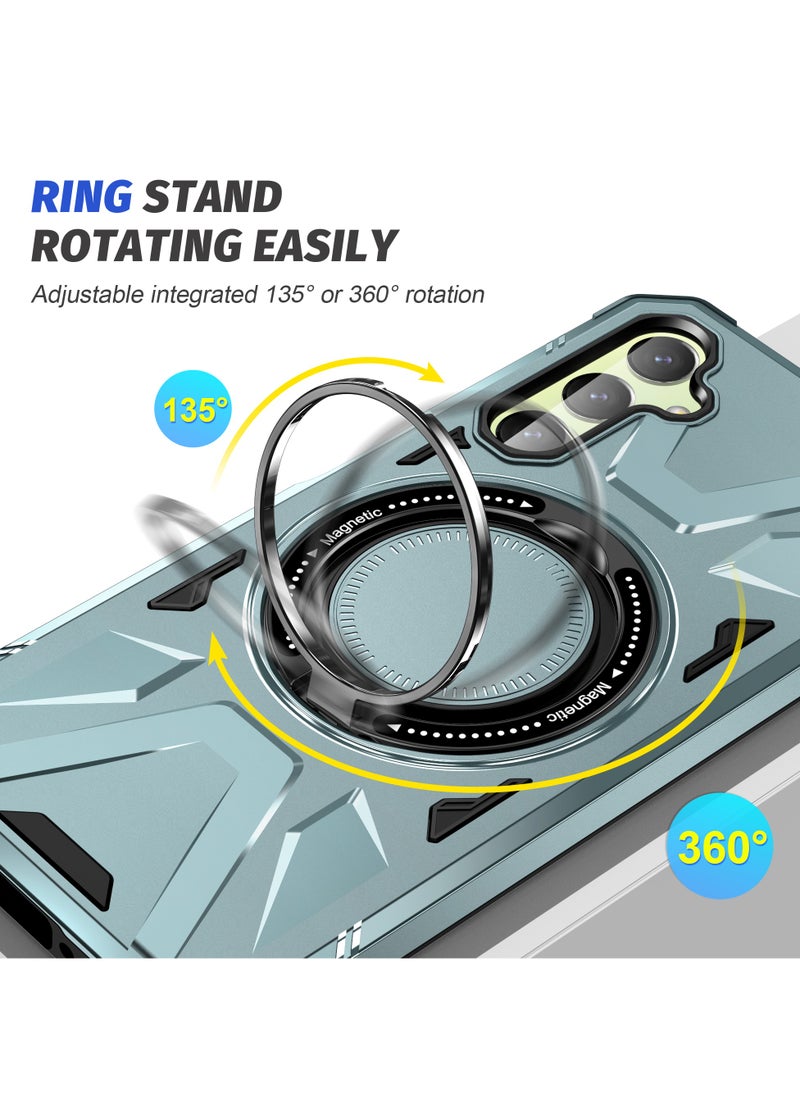 ICARLUS For Samsung Galaxy A55 5G Anti-fall TPU+PC Phone Cover with Metal Bracket Blue  - Image 3
