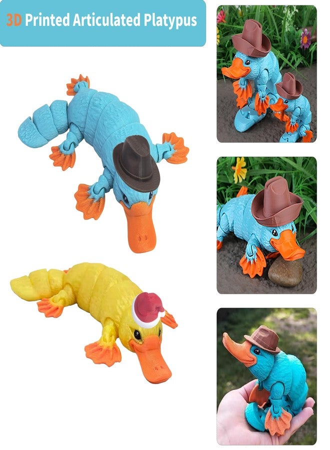 YOUNEEDFUL 2025 New 3D Printed Platypus,Multi-Colored 3D Printed Animals Articulated Model, Suitable for Car Decoration,Articulated Platypus Statue - Small - Portable (Blue, Small) - Image 2