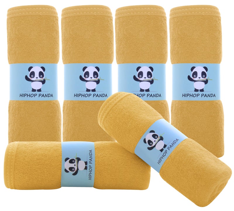 HIPHOP PANDA HIPHOP PANDA Baby Washcloths Rayon Made from Bamboo 2 Layer Ultra Soft Absorbent Newborn Bath Face Towel Reusable Baby Wipes for Delicate Skin Honey 6 Pack 