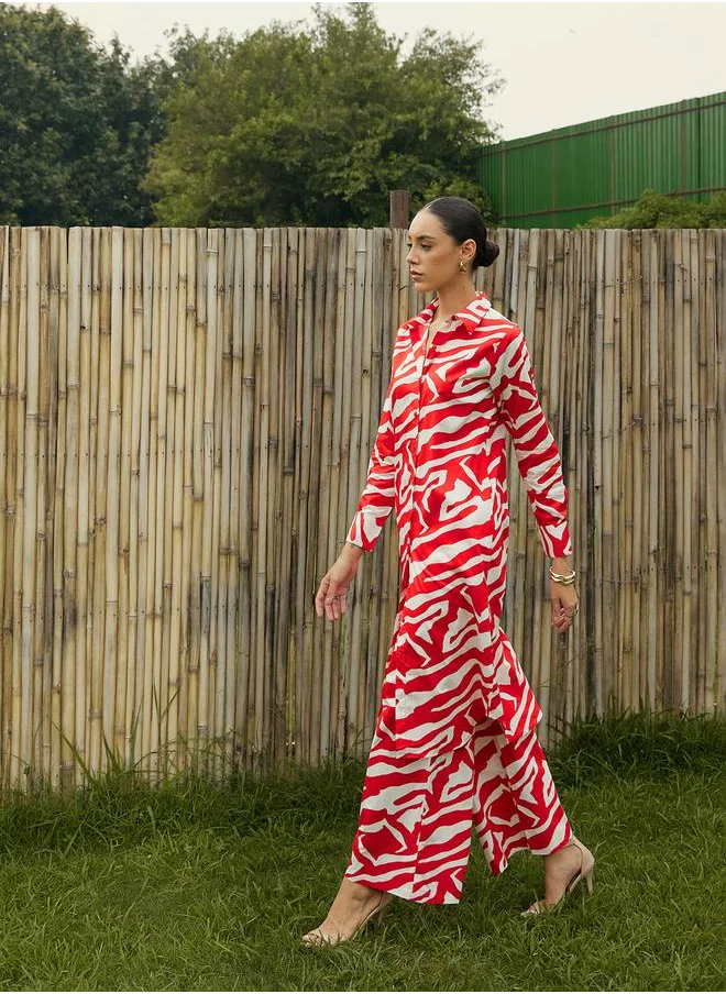 SASSAFRAS Abstract Printed Longline Shirt & Pants Co-Ords by Styli