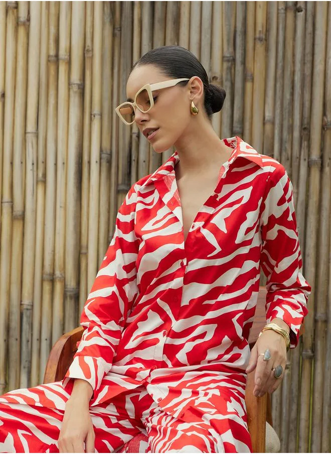 SASSAFRAS Abstract Printed Longline Shirt & Pants Co-Ords by Styli