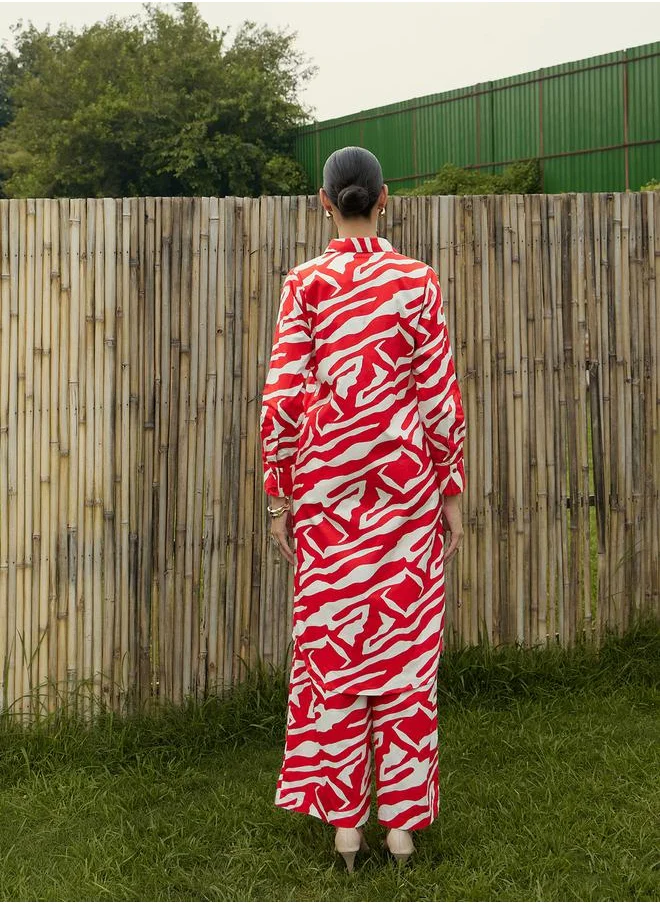 SASSAFRAS Abstract Printed Longline Shirt & Pants Co-Ords by Styli