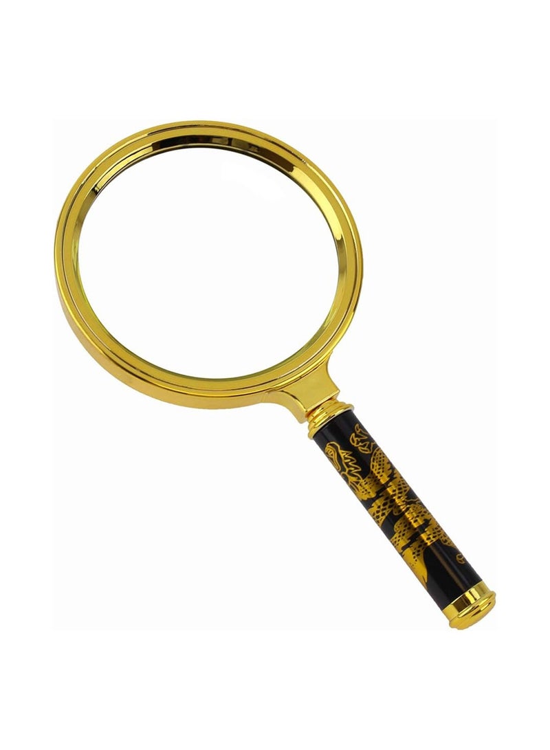 80mm 10X Handheld Magnifier with Gloss Golden Dragon HIGH Resolution Great Gifts for Parents Seniors Kids Scientists - Image 1