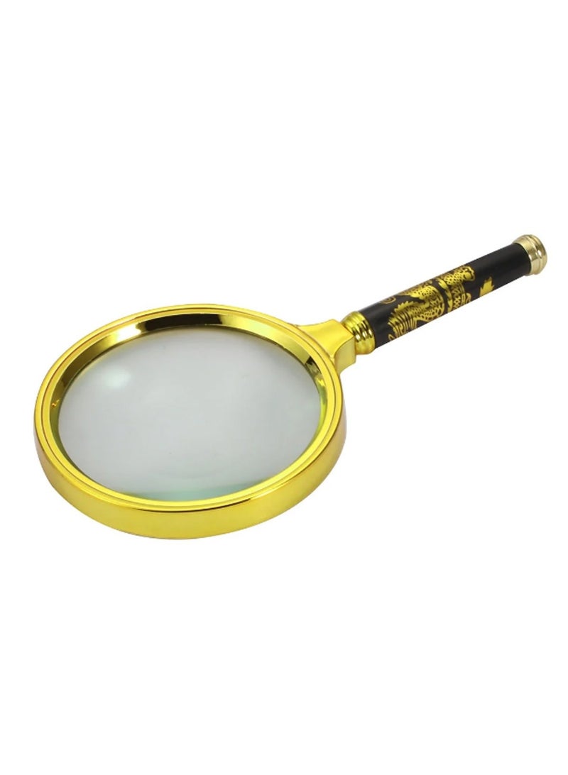 80mm 10X Handheld Magnifier with Gloss Golden Dragon HIGH Resolution Great Gifts for Parents Seniors Kids Scientists - Image 2