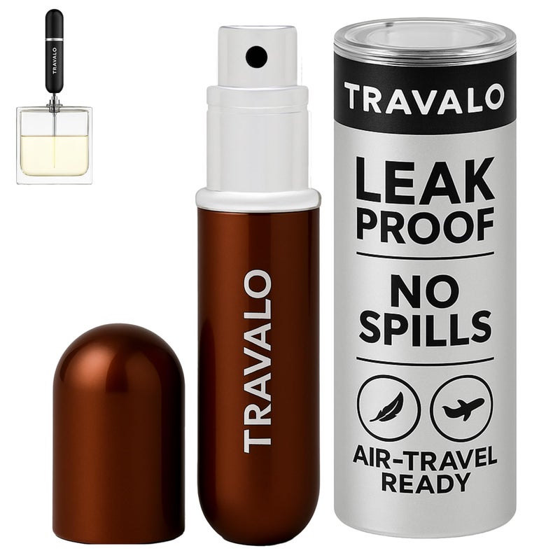 Travalo Classic HD Perfume Atomizer  LeakProof and TSA Approved for Air Travel  Reusable Airtight EasyFill Mini Pump Sprayer  Lightweight Elegant Design wVolume Window  Brown 017oz - Image 3