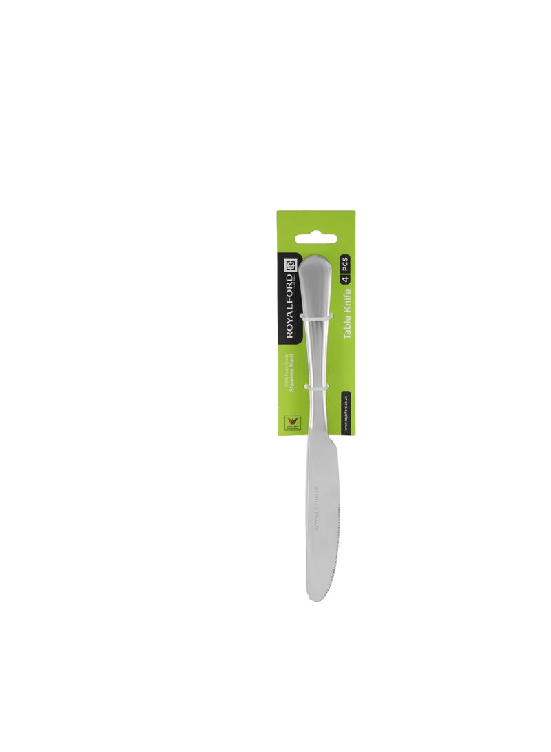 Royalford 4-piece Stainless Steel Table Knife- RF12545/ Stylish and Light-Weight/ 100% Food-Grade, Suitable for Dining Table Silver - Image 3