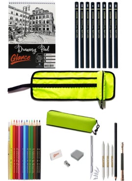 Glance A5 Drawing Notebook 120 gr 50 Yp Tombow Monor Graded Pencil Faber Aquarel Drawing Set with Bag 