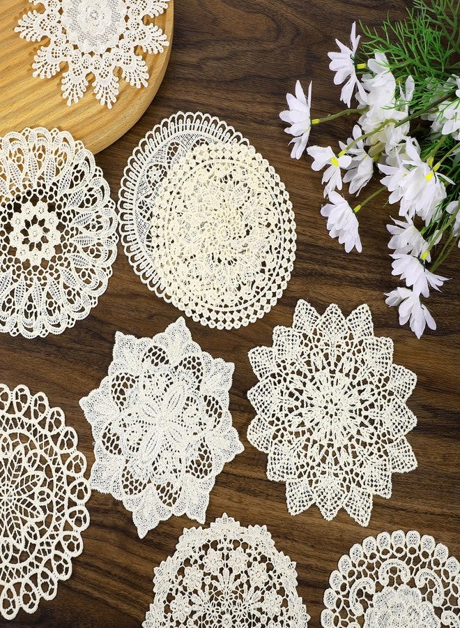 Qulkws 9 Pcs Lace Doilies for Tables 6 Inch Crochet Doilies Rustic Handmade Round Placemats Vintage Cotton Lace Coasters Rustic Table Doily Decors for Dining Room Kitchen Christmas Party Wedding Birthday - Image 3