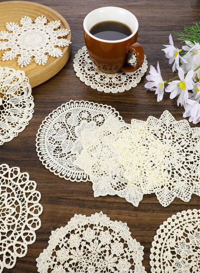 Qulkws 9 Pcs Lace Doilies for Tables 6 Inch Crochet Doilies Rustic Handmade Round Placemats Vintage Cotton Lace Coasters Rustic Table Doily Decors for Dining Room Kitchen Christmas Party Wedding Birthday - Image 4